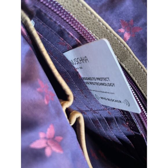 Anuschka Hand Painted Leather Top to Side Zip Crossbody Bag-Dreamy Blossoms-NWT - Picture 9 of 13